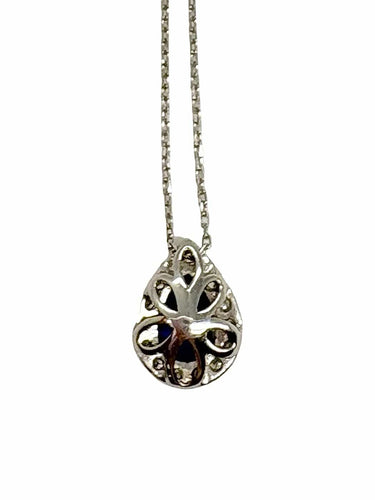 Collier Collier en or blanc avec saphir et diamants 58 Facettes 2126