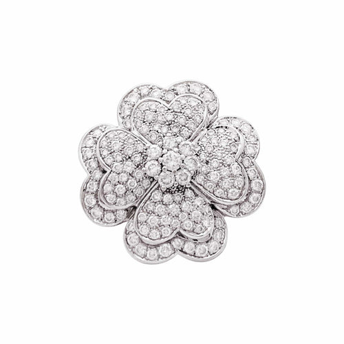 Bague 57 Trèfle - Bague en or blanc et diamants 58 Facettes 35822