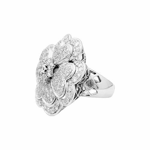Bague 57 Trèfle - Bague en or blanc et diamants 58 Facettes 35822