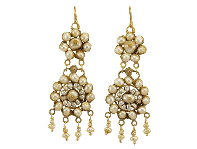 Boucles d'oreilles Boucles d'oreilles anciennes en or 14K et perles 58 Facettes 7722