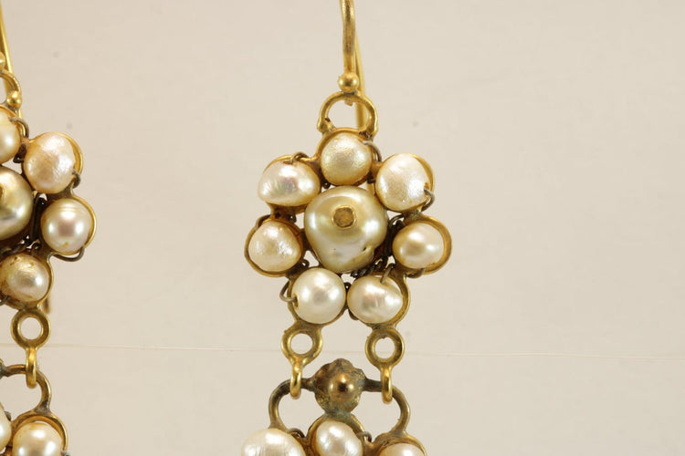 Boucles d'oreilles Boucles d'oreilles anciennes en or 14K et perles 58 Facettes 7722