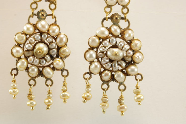 Boucles d'oreilles Boucles d'oreilles anciennes en or 14K et perles 58 Facettes 7722