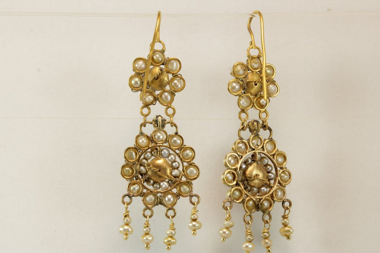 Boucles d'oreilles Boucles d'oreilles anciennes en or 14K et perles 58 Facettes 7722