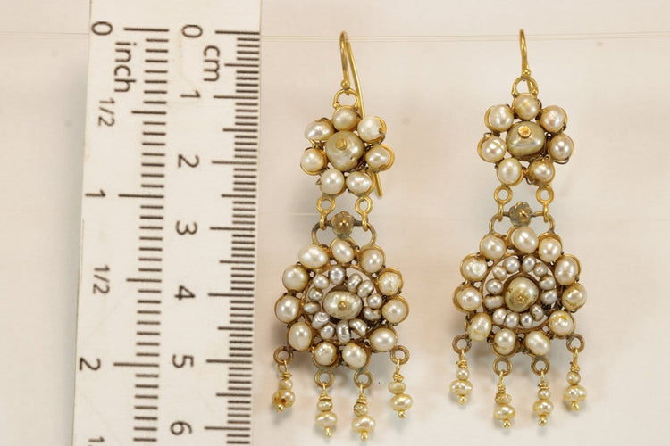 Boucles d'oreilles Boucles d'oreilles anciennes en or 14K et perles 58 Facettes 7722