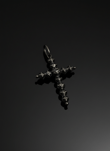 Pendentif Croix style gothique - Pendentif en or et argent avec diamants taille rose 58 Facettes