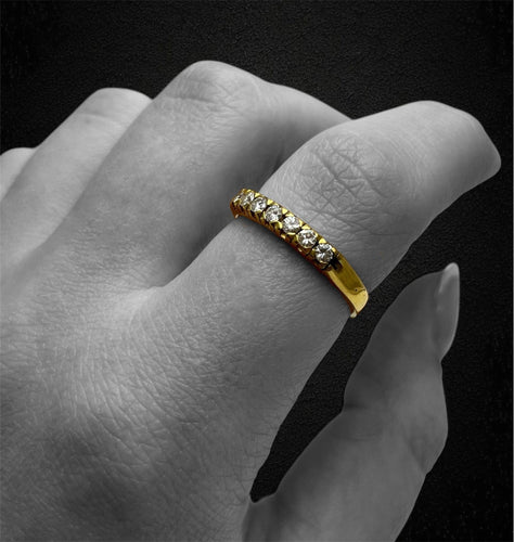 Bague 62 Bague rivière - Or jaune 18k et diamants 0,35 ct (années 1960) 58 Facettes