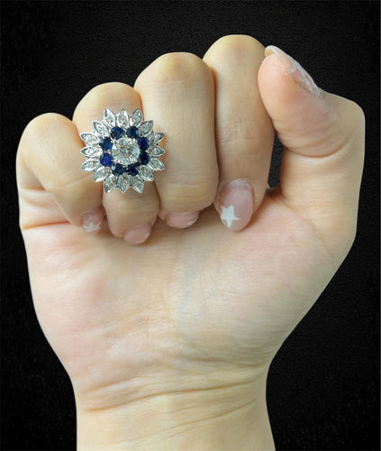 Bague 51 Bague fleur étoilée - Diamants et saphirs 58 Facettes