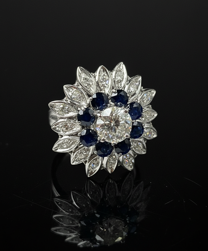 Bague 51 Bague fleur étoilée - Diamants et saphirs 58 Facettes