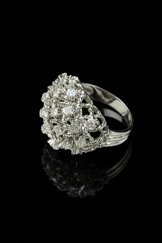 Bague 48 Bague intrecciée - Bague en or blanc et diamants, années 1950 58 Facettes