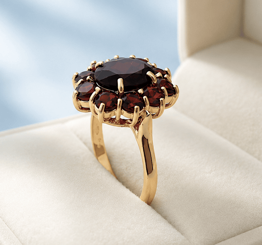 Bague 55 Bague marguerite en or jaune 18K et grenats 58 Facettes 1789