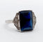 53 Art déco - Bague en platine, saphir synthétique et diamants 58 Facettes A07541