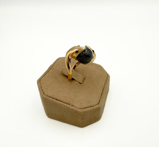 52 Boucheron Trouble - Bague en or jaune 18K, jade gris et émail noir 58 Facettes SKU BOP/260046