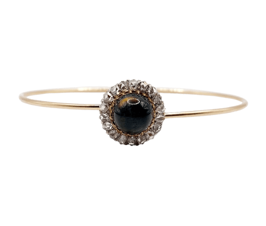 Bracelet antique marguerite en or rose 18k, quartz et diamants