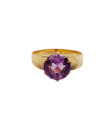 56.5 Bague cocktail vintage en or rose 18k et améthyste 58 Facettes A07560