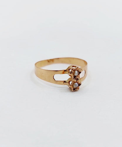 50 Bague toi et moi antique en or rose 18k et perles 58 Facettes A07561