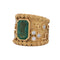 47 Bague vintage en or 18 kt avec émeraude et diamants 58 Facettes AN687 '(05290)