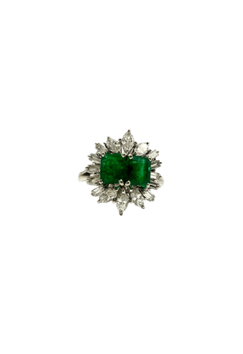 58 Bague en or blanc 14K, diamants et émeraudes 58 Facettes SKU BO/260066