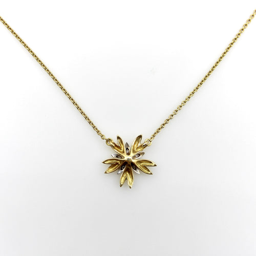 Collier Collier pendentif fleur en or jaune et blanc 18K, diamants 58 Facettes 11156