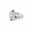 Bague 54 Bague cocktail Art déco en or blanc 14k, saphirs et diamants 58 Facettes