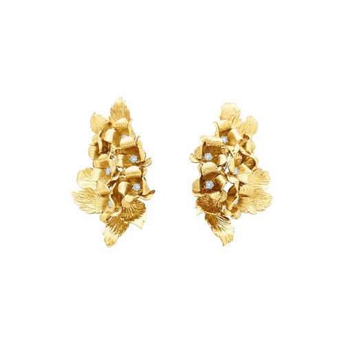 Boucles d'oreilles Boucles d'oreilles Fleurs en or jaune et diamants 58 Facettes 35774