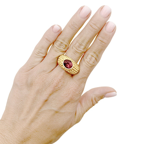 Bague 56 Hérail Babul Work - Bague en or jaune et tourmaline rose 58 Facettes 35834