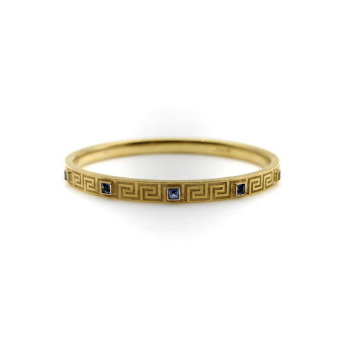 Bracelet Bracelet victorien à motif grec en or 14K et saphirs 58 Facettes 11158