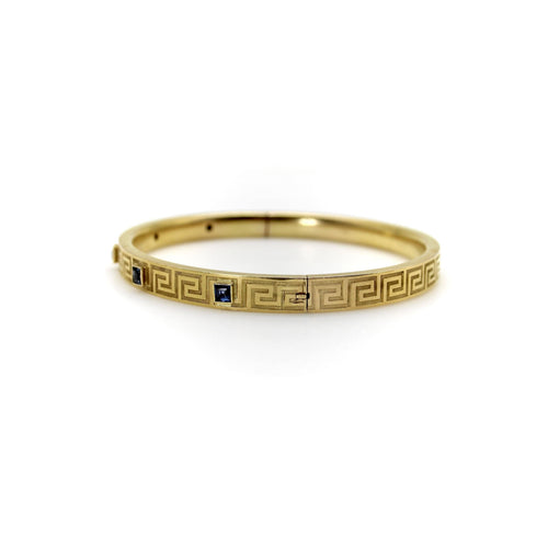 Bracelet Bracelet victorien à motif grec en or 14K et saphirs 58 Facettes 11158