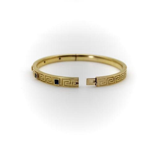 Bracelet Bracelet victorien à motif grec en or 14K et saphirs 58 Facettes 11158