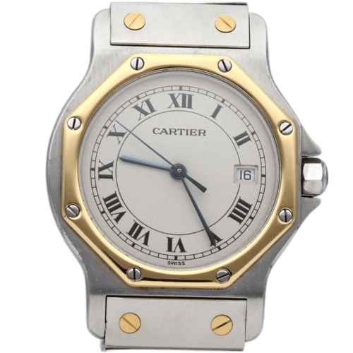 Montre Cartier Santos - Montre ronde octogonale en or jaune et acier 58 Facettes MT47166