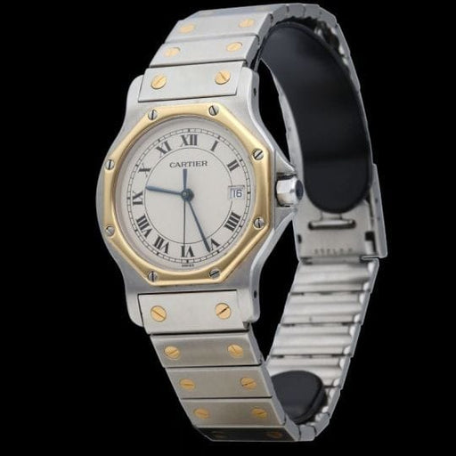 Cartier Santos - Montre ronde octogonale en or jaune et acier 58 Facettes MT47166