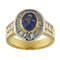 54 Bague en or jaune et blanc avec saphir 2,05 ct et diamants 58 Facettes G3988