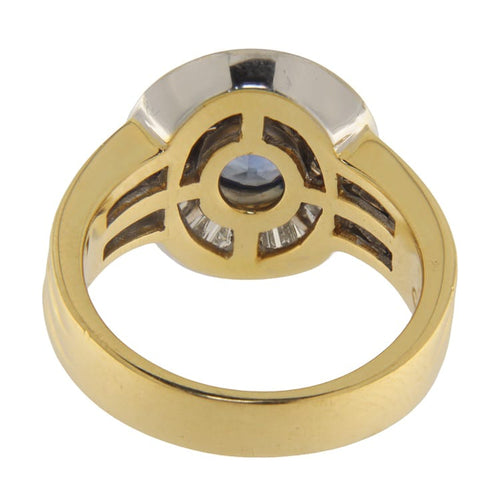 54 Bague en or jaune et blanc avec saphir 2,05 ct et diamants 58 Facettes G3988