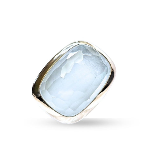 50 Pomellato - Bague en or blanc et aigue-marine 58 Facettes CA-POM-RI-AM-WG