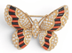 Broche pendentif papillon en or jaune 18K, diamants, calcédoine et corail 58 Facettes E-41