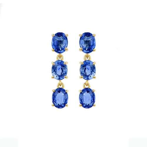 Boucles d'oreilles en or 18 carats et saphirs ovales 58 Facettes GER1002YG
