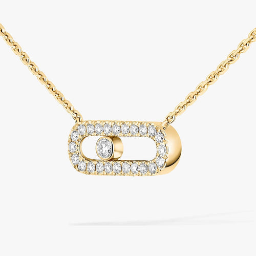 Collier Messika Move Uno Pavé - Collier en or jaune et diamants 58 Facettes Msk