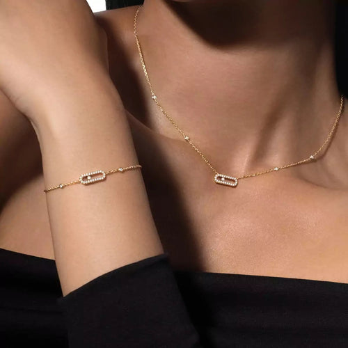 Collier Messika Move Uno Pavé - Collier en or jaune et diamants 58 Facettes Msk