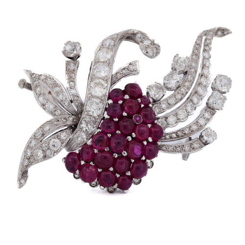 Broche Broche vintage - Broche en or blanc avec rubis et diamants 58 Facettes SP 82 '(00549)
