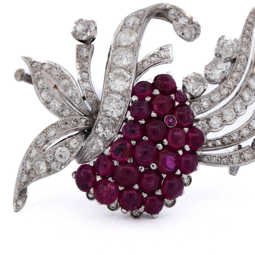 Broche Broche vintage - Broche en or blanc avec rubis et diamants 58 Facettes SP 82 '(00549)