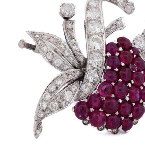 Broche Broche vintage - Broche en or blanc avec rubis et diamants 58 Facettes SP 82 '(00549)