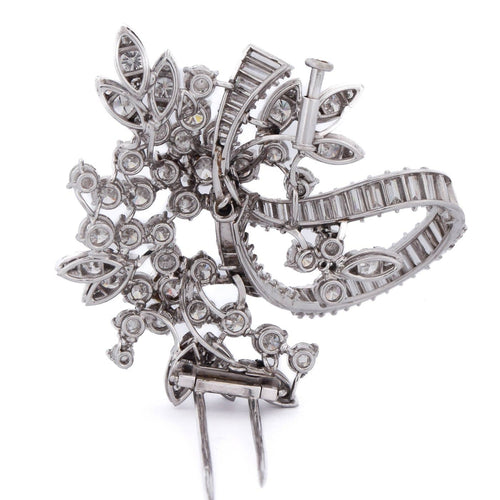 Broche vintage en platine et diamants 58 Facettes SP83 '(00769)