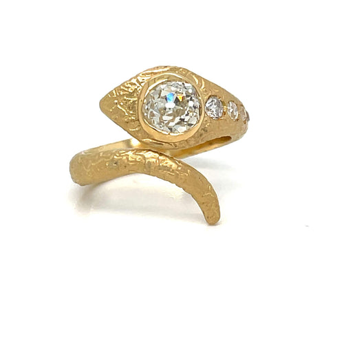 Bague 51 Bague serpent antique - diamant en or 18K 58 Facettes
