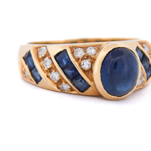 51 Bague vintage en or jaune 18 kt, saphirs et diamants 58 Facettes AN702 (0749)