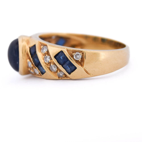 51 Bague vintage en or jaune 18 kt, saphirs et diamants 58 Facettes AN702 (0749)