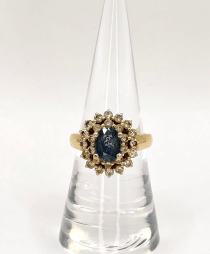 Bague 53.5 Bague pompadour en or jaune avec saphir et diamants 58 Facettes 241