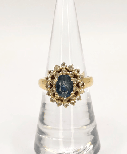 Bague 53.5 Bague pompadour en or jaune avec saphir et diamants 58 Facettes 241