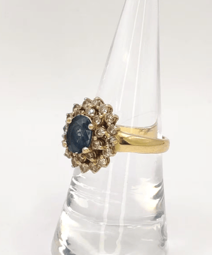Bague 53.5 Bague pompadour en or jaune avec saphir et diamants 58 Facettes 241