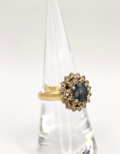 Bague 53.5 Bague pompadour en or jaune avec saphir et diamants 58 Facettes 241