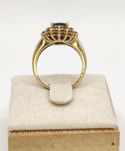 Bague 53.5 Bague pompadour en or jaune avec saphir et diamants 58 Facettes 241