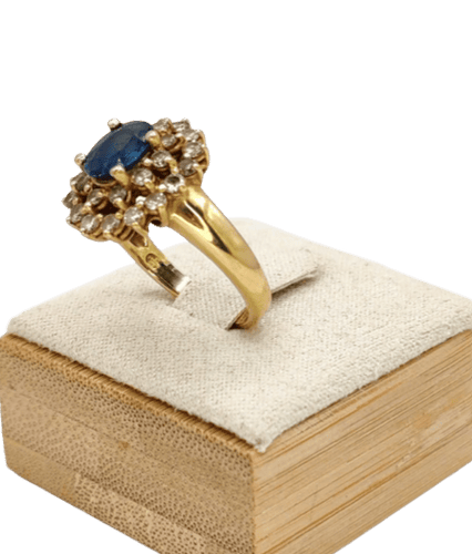 Bague 53.5 Bague pompadour en or jaune avec saphir et diamants 58 Facettes 241